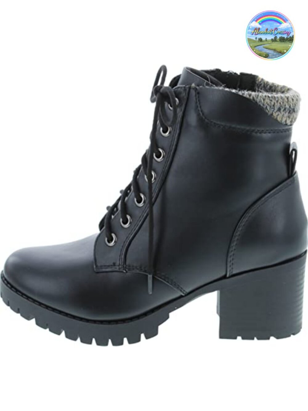 Women's Combat Ankle Boots Chunky Heel Lug Sole Lace Up